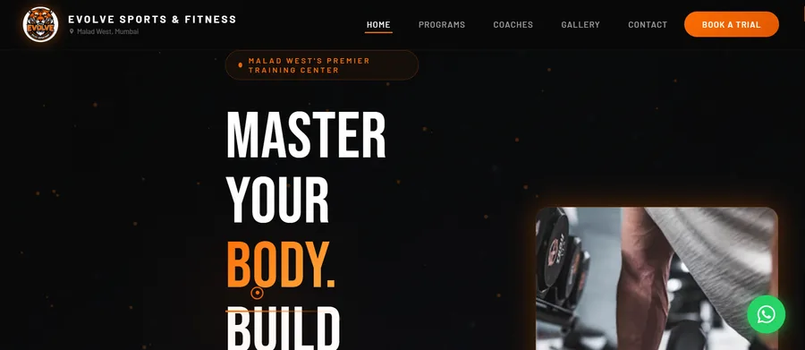 Evolve gym website — after redesign